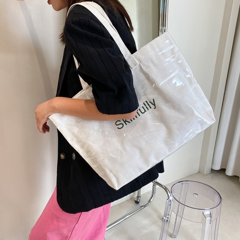 Tote Bag Beach - กระเป๋าใสขนาดใหญ่แบบเรียบง่าย กระเป๋าเก็บของ กระเป๋าโท้ท กระเป๋าโท้ท PVC กระเป๋าชายหาดฤดูร้อน