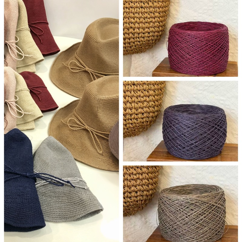 Crochet Bag Raffia - เส้นด้ายฝ้ายรัฟเฟียเนื้อละเอียดพิเศษ 250 กรัม สำหรับงานถักมือ โครเชต์ หมวกกันแดดฤดูร้อน