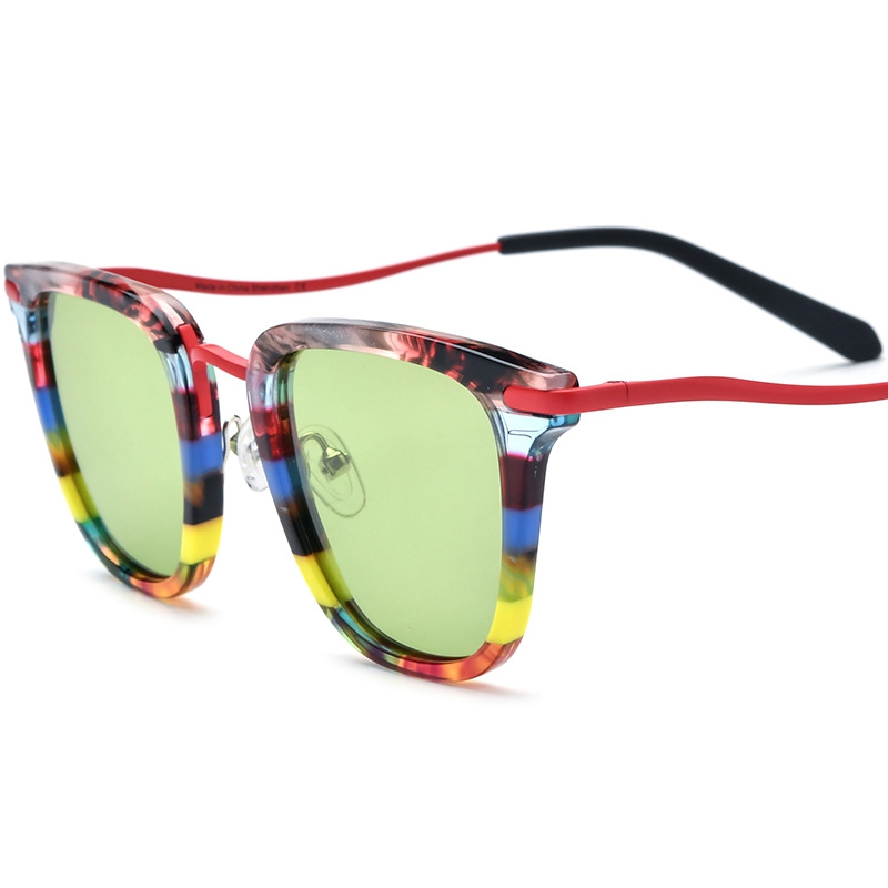 Sunglasses Cat Eye - แว่นกันแดดทรงหนาทำจากอะซิเตท แฟชั่นผู้หญิง ทรงแคทอาย แว่นกันแดดโพลาไรซ์ แบรนด์หรูสำหรับผู้ชาย แว่นตาทำมือสไตล์วินเทจจากญี่ปุ่น