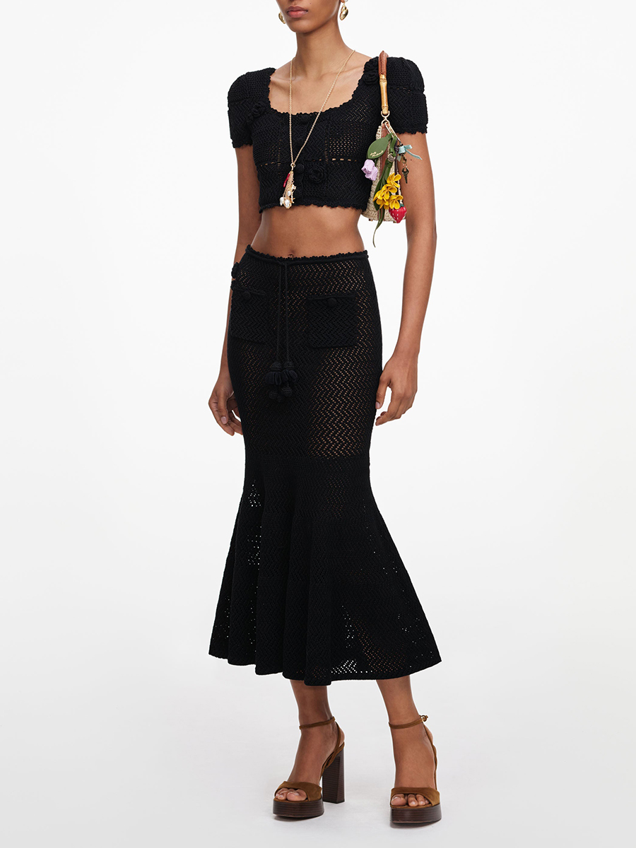 ชุดเซ็ตสองชิ้นลายดอกไม้ 3 มิติ - Crop Top Crochet บทวิจารณ์และราคา