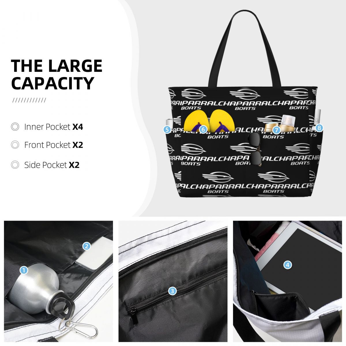 กระเป๋าโท้ทชายหาดลายโลโก้ Chap - Tote Bag Beach บทวิจารณ์และราคา