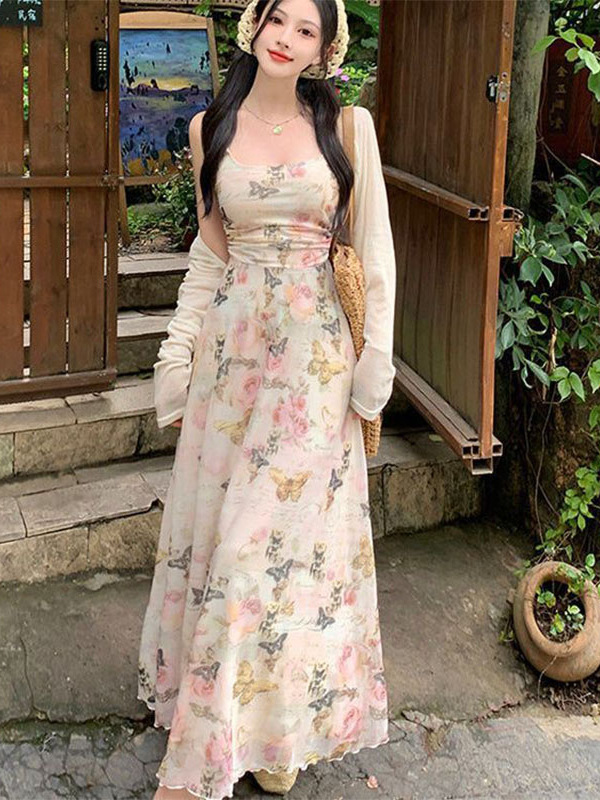   ชุดเดรสลายดอกไม้แบบผูกคอ สไต - Midi Skirt Floral บทวิจารณ์และราคา