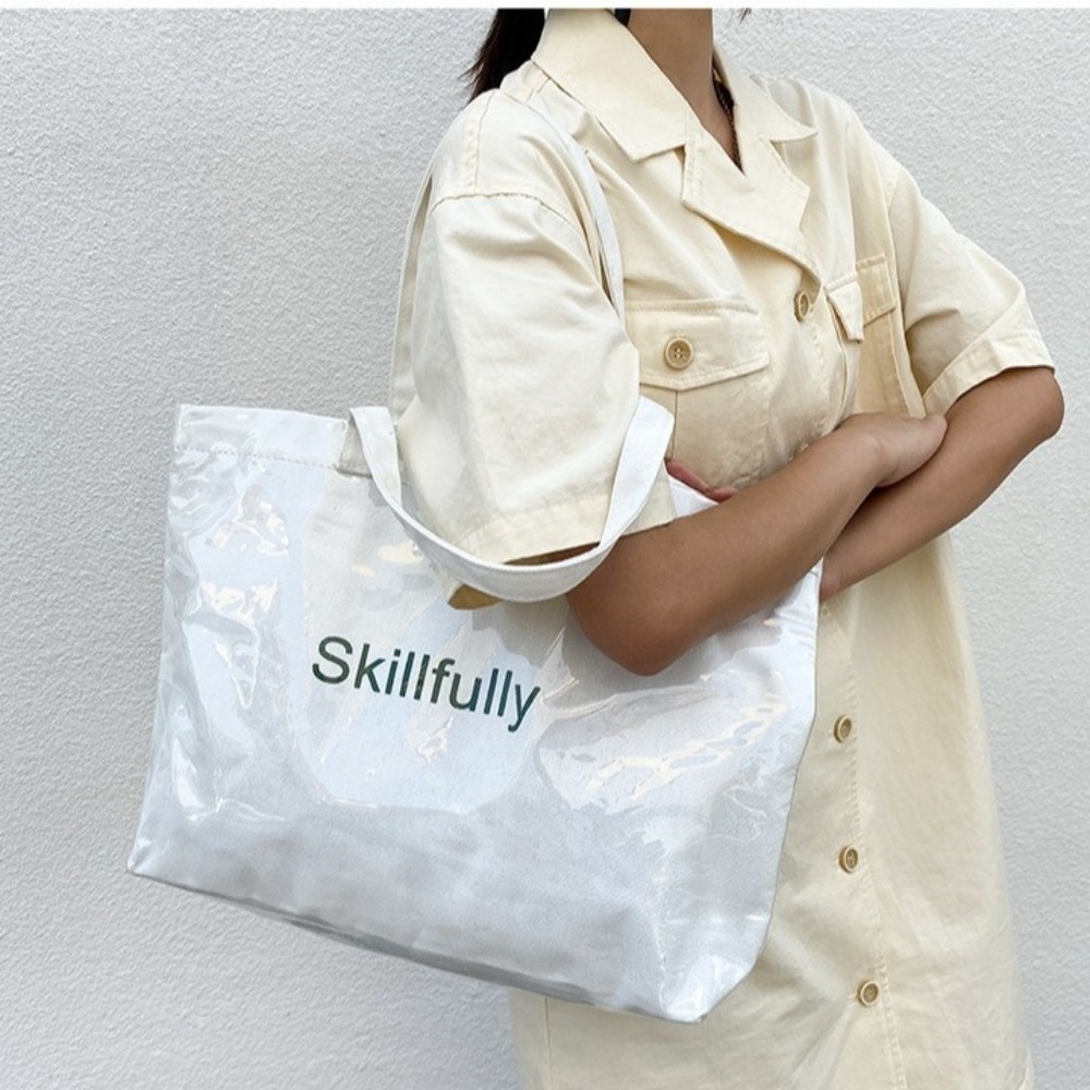 กระเป๋าใสขนาดใหญ่แบบเรียบง่าย  - Tote Bag Beach บทวิจารณ์และราคา