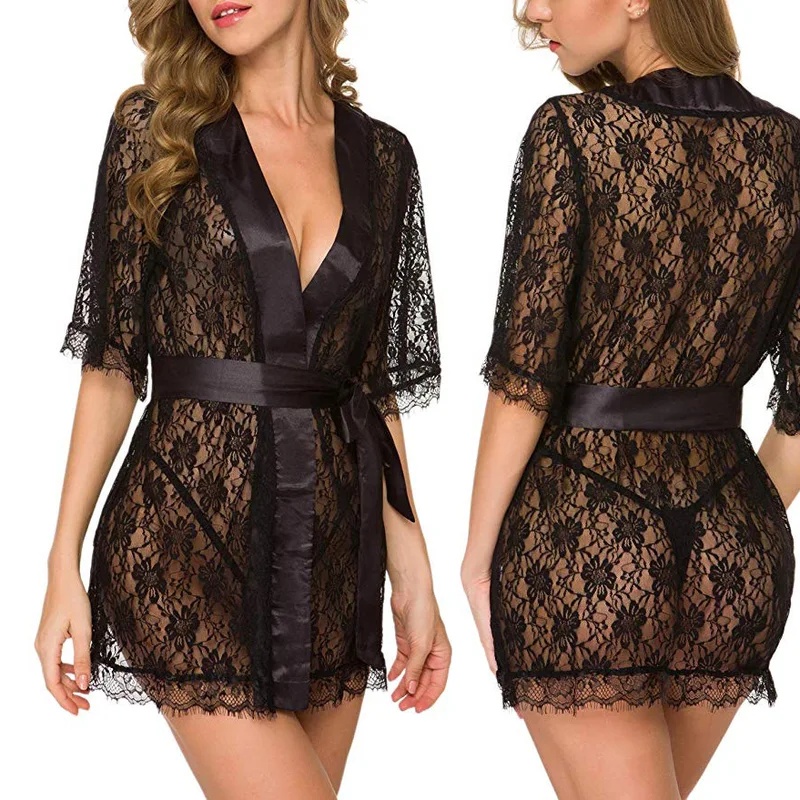 ชุดนอนลูกไม้ลายดอกไม้ Nolia คอ - Kimono Sheer Floral บทวิจารณ์และราคา